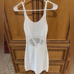 Lulu's Elegant White Knit Dress